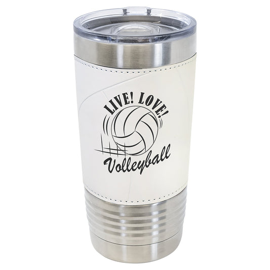 Engraved Polar Camel Volleyball Leatherette Tumbler with Slider Lid