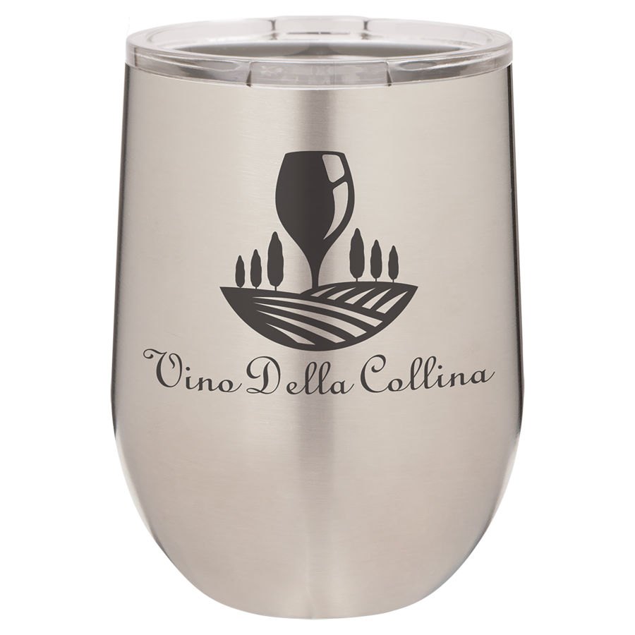 Engraved Polar Camel Stemless Wine Tumbler with Lid - Stainless Steel / 12 oz