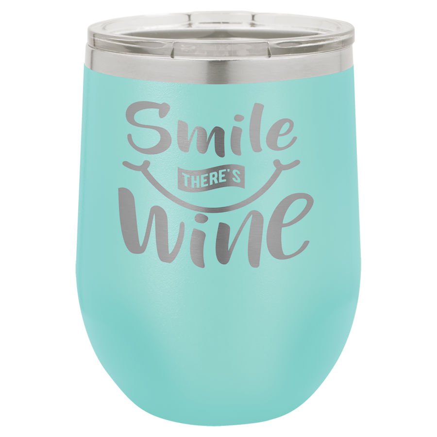 Engraved Polar Camel Stemless Wine Tumbler with Lid - Teal / 12 oz