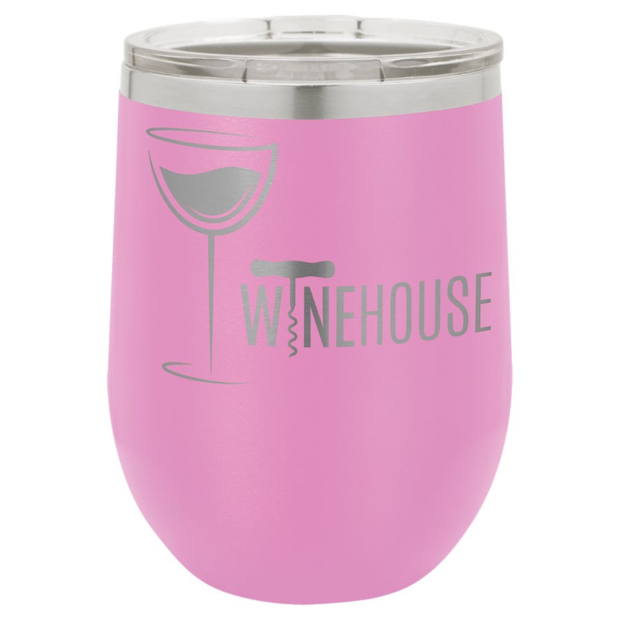 Engraved Polar Camel Stemless Wine Tumbler with Lid - Light Purple / 12 oz