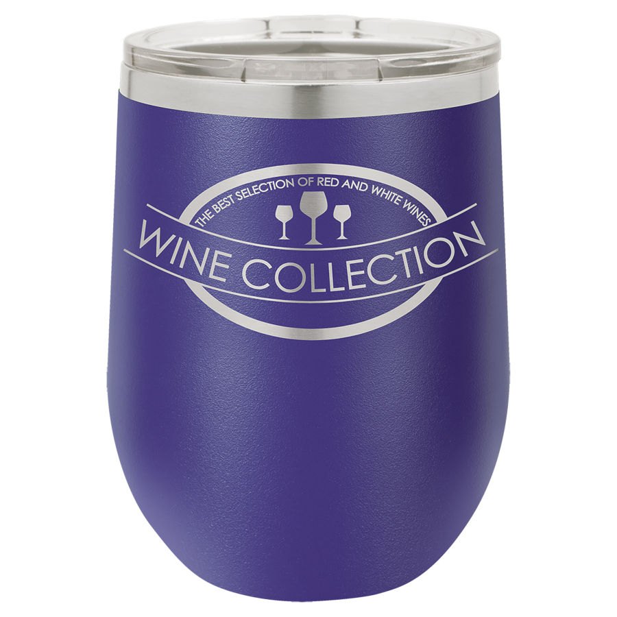 Engraved Polar Camel Stemless Wine Tumbler with Lid - Purple / 12 oz