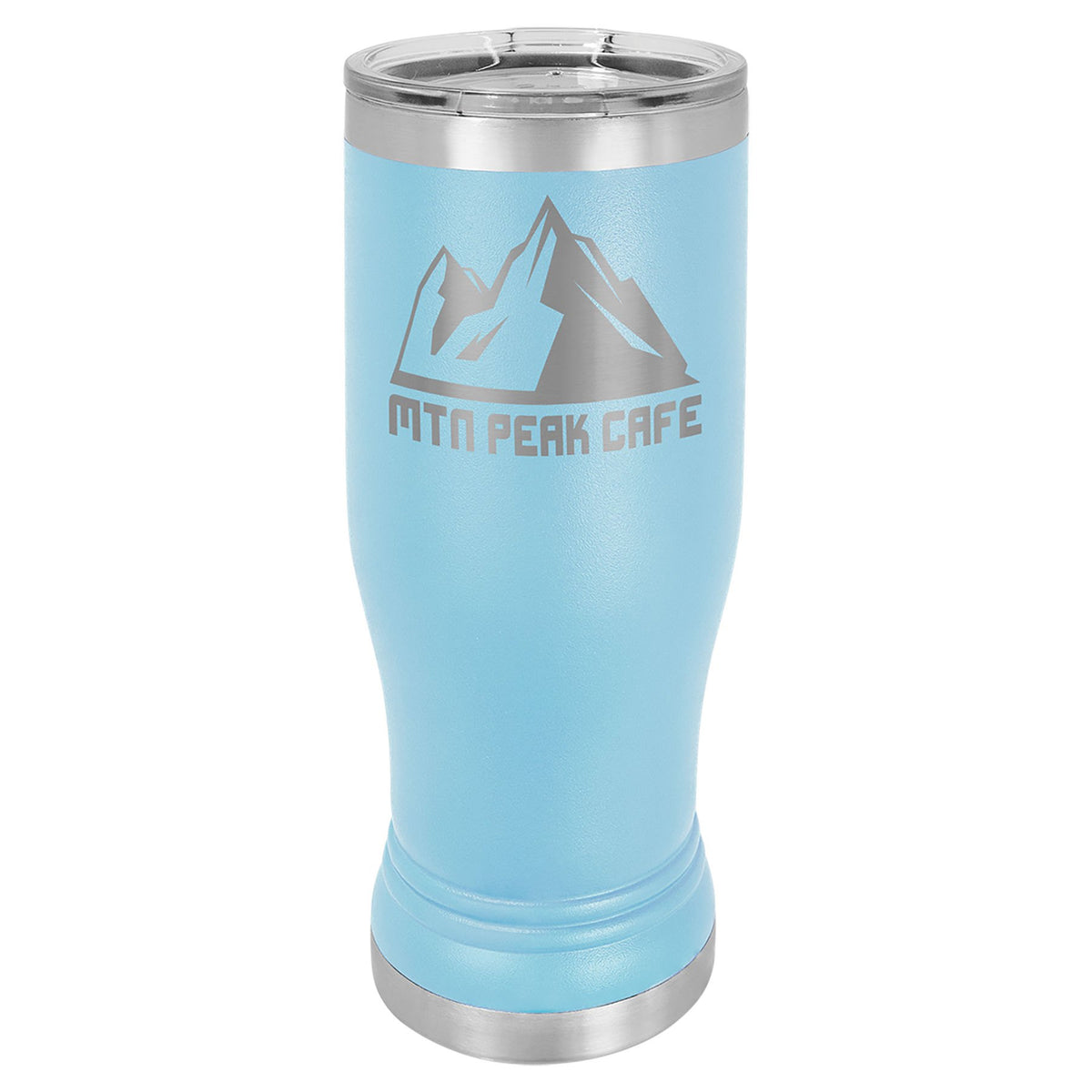 Engraved Polar Camel Pilsner Tumbler with Lid - Light Blue / 14 oz