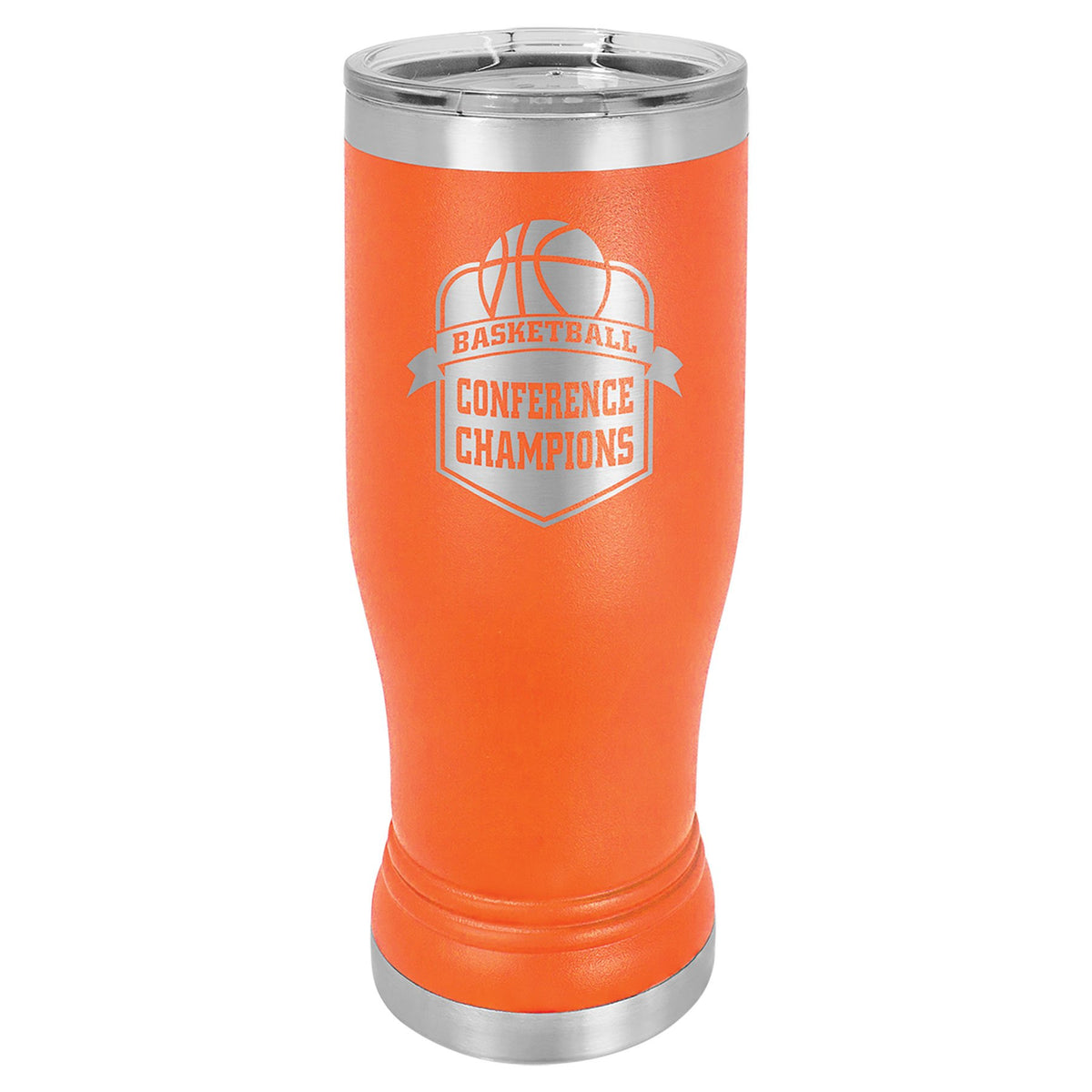 Engraved Polar Camel Pilsner Tumbler with Lid - Orange / 14 oz
