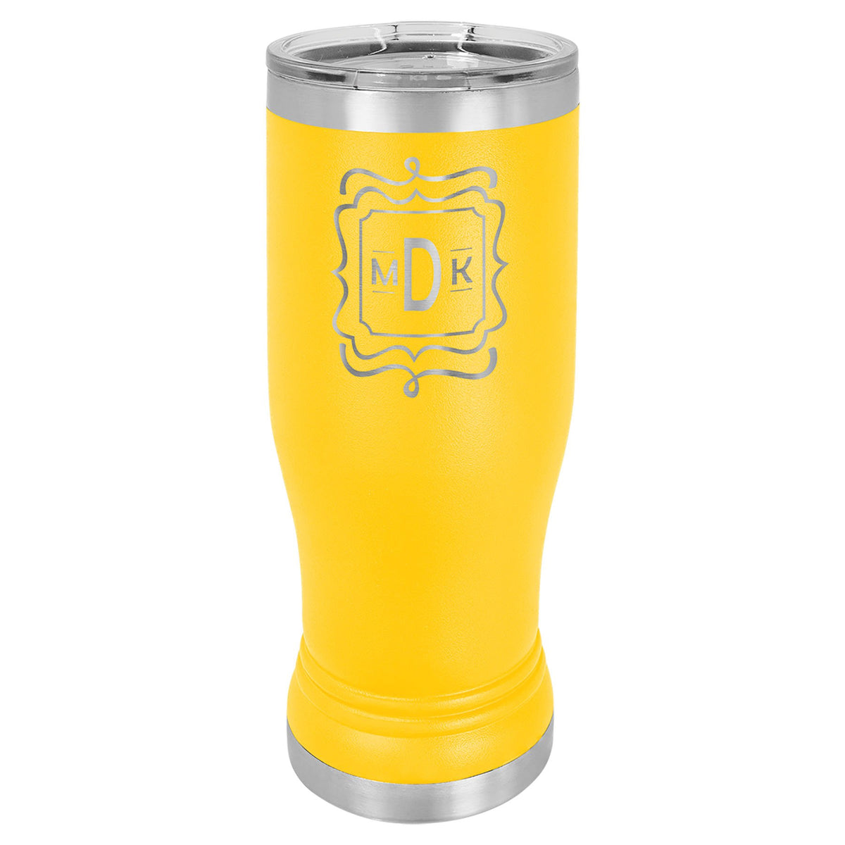 Engraved Polar Camel Pilsner Tumbler with Lid - Yellow / 14 oz