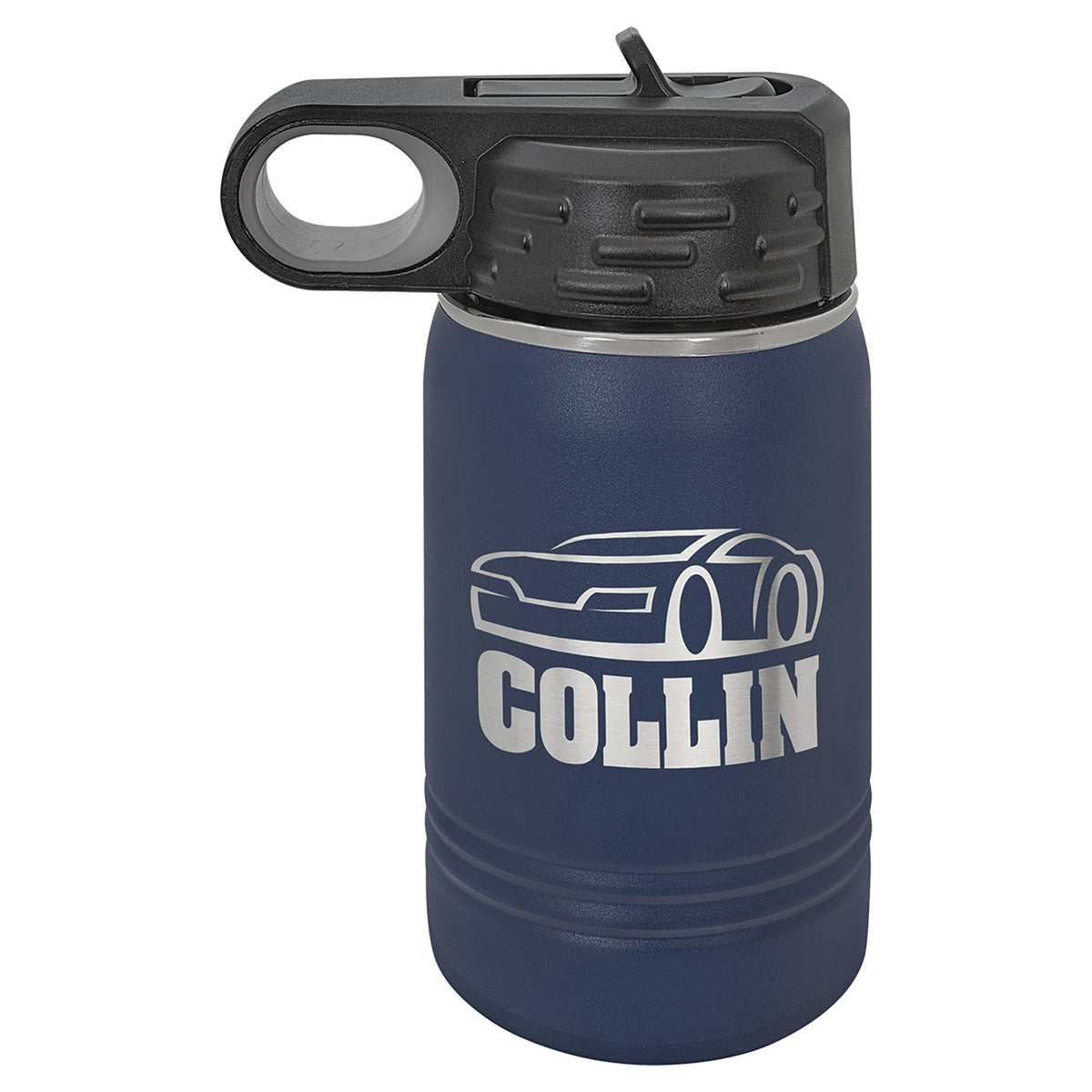 Engraved Polar Camel Water Bottle - Navy Blue / 12 oz