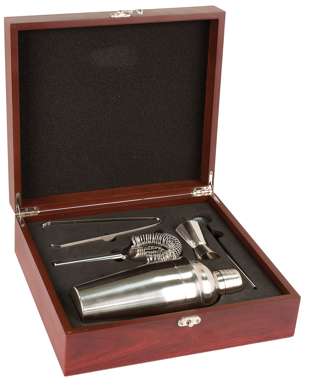 Engraved Rosewood Finish Martini Set