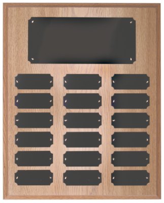 Engraved Oak Finish Perpetual Plaque - 10 1/2 x 13 in (18 plates)