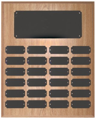 Engraved Oak Finish Perpetual Plaque - 12 x 15 in (24 plates)
