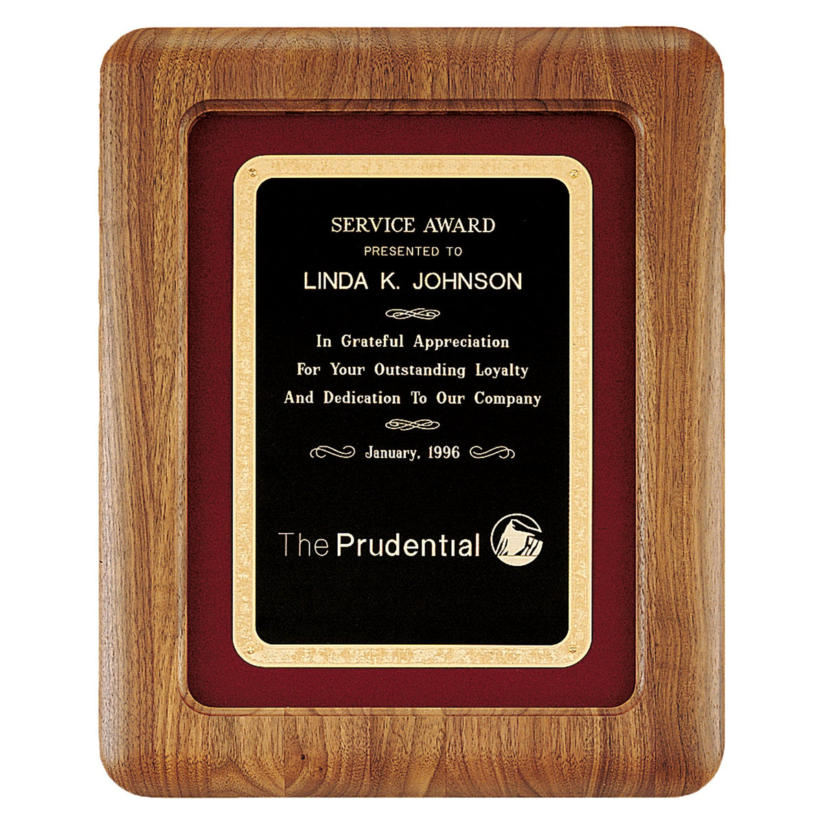 Engraved American Walnut Airflyte Frame with Velour and Black Florentine LaserFX Plate - Maroon Velour