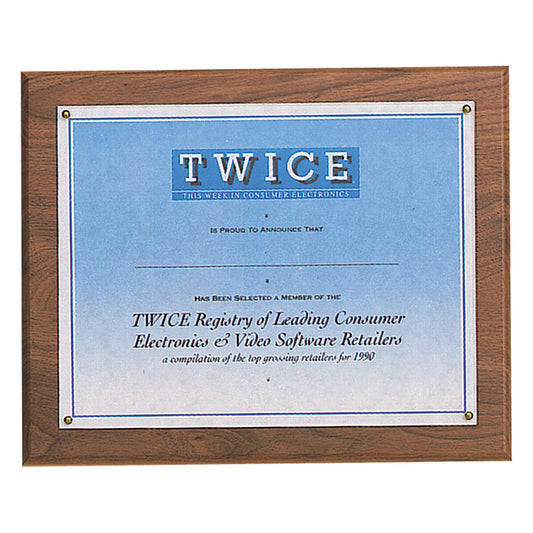 Engraved Solid Walnut Certificate Plaque with Plexiglass Cover