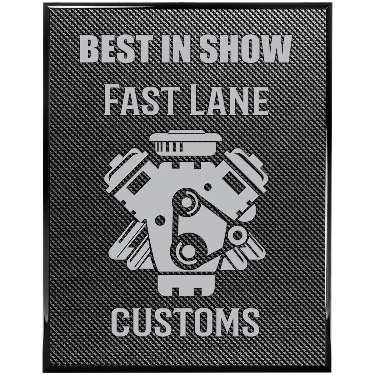 Engraved Carbon Fiber Piano Finish Plaque - 8 x 10 in