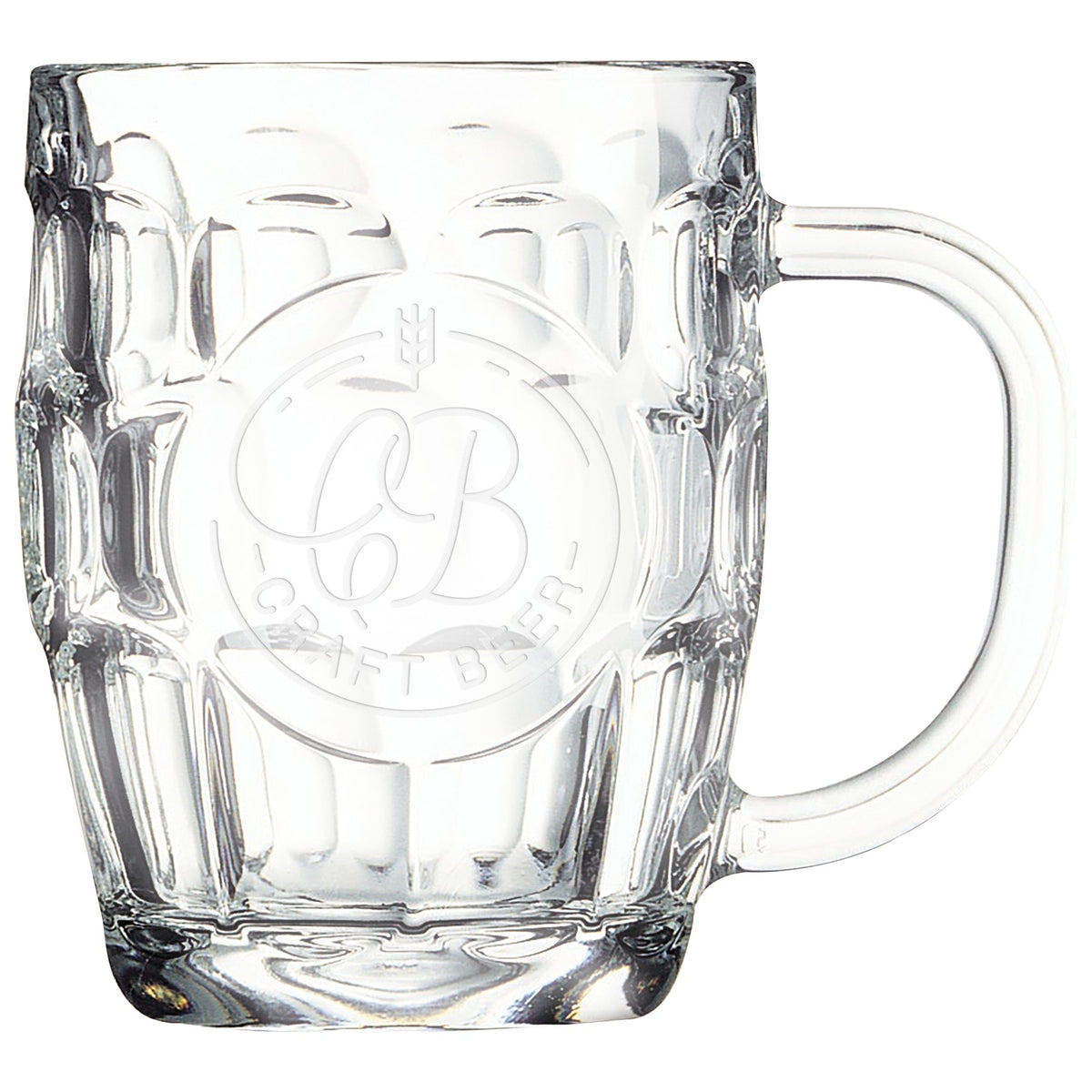 Engraved Polar Camel 20 oz Glass Beer Mug with Handle and Round Engraving Area