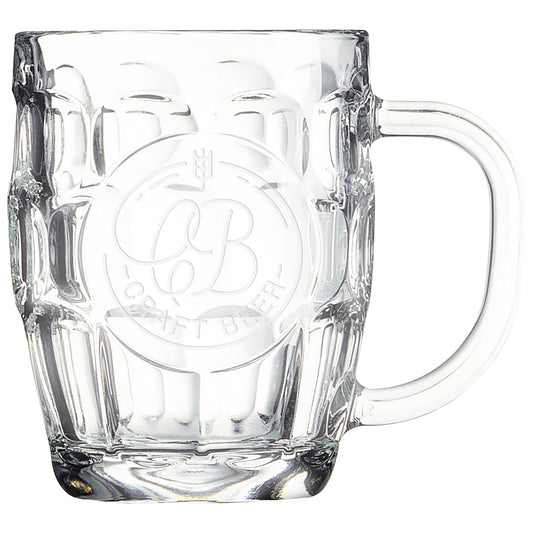 Engraved Polar Camel 20 oz Glass Beer Mug with Handle and Round Engraving Area