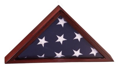Engraved Piano Finish Flag Display Case - Rosewood / 16 1/4 x 8 1/4 x 3 1/8 in