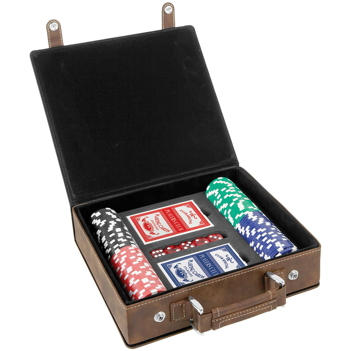 Engraved Leatherette Poker Set - Rustic/Gold