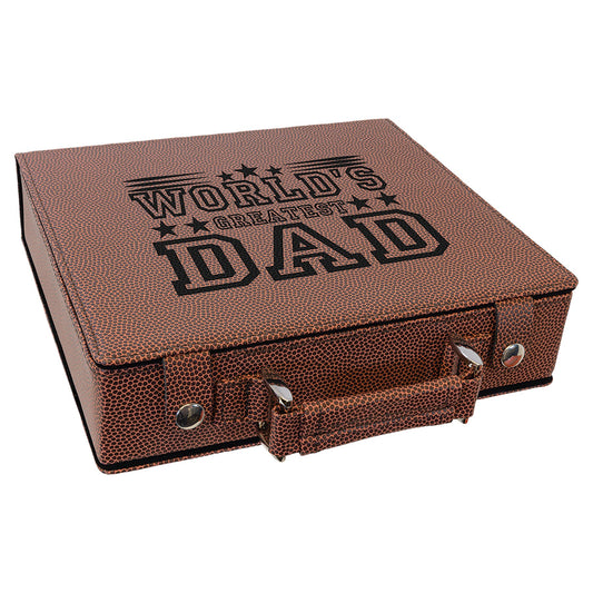 Engraved Football Leatherette Poker Set