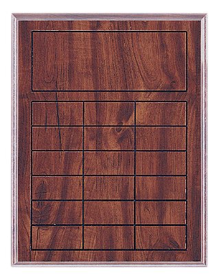 Engraved Cherry Finish Perpetual Plaque - 11 3/4 x 15 3/4 in (18 plates)