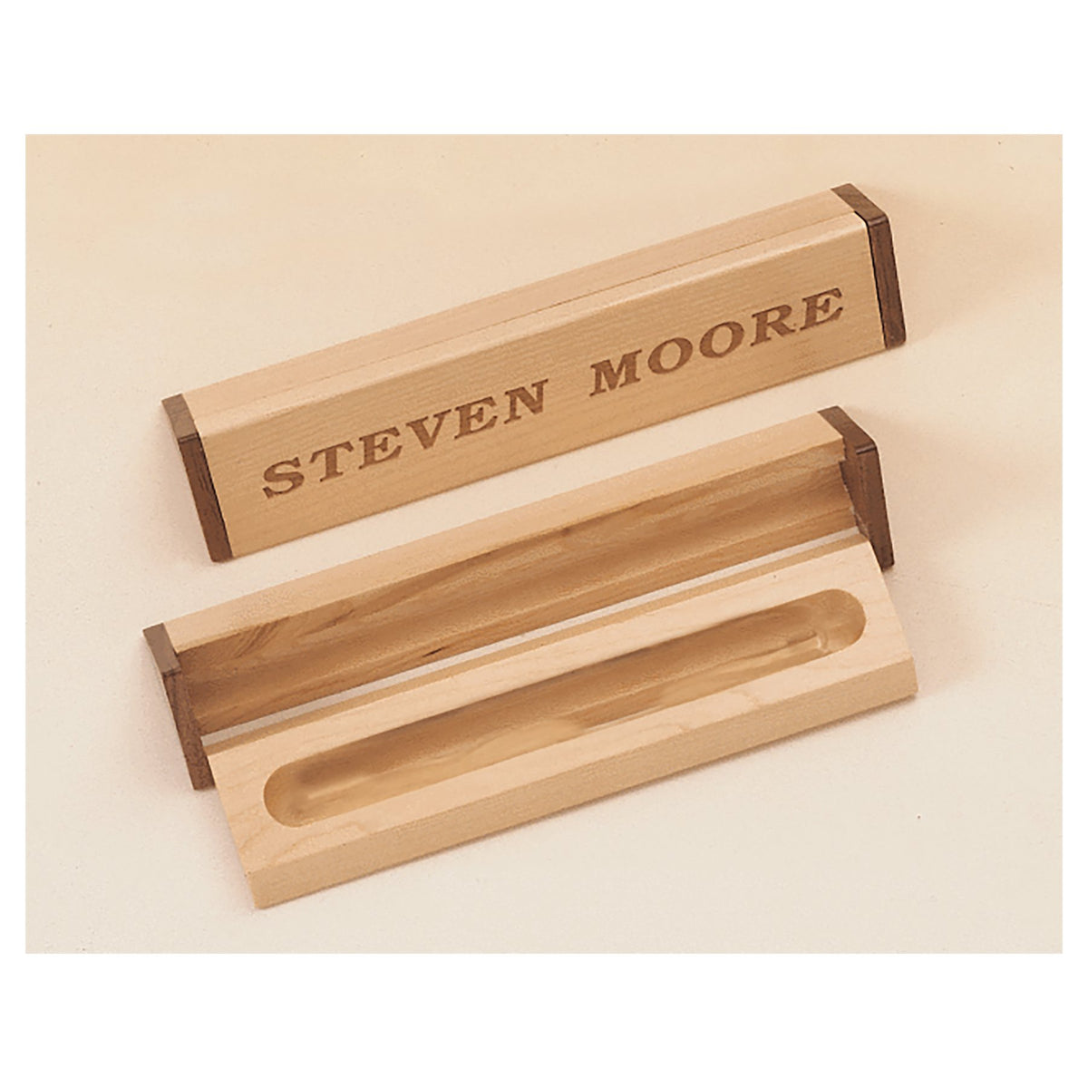 Engraved Maple and Walnut Pen Case