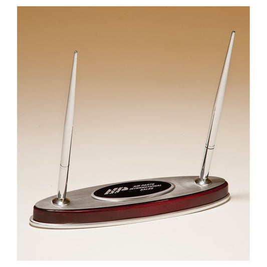 Engraved Rosewood Piano Finish Pen Set with Silver Aluminum Accents