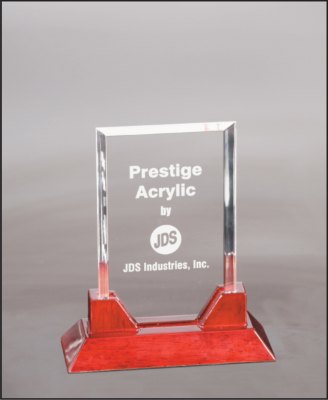Engraved Rectangle Prestige Acrylic with Rosewood Piano Finish Base - 7 3/4 in