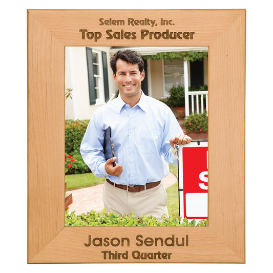 Engraved Genuine Red Alder Picture Frame, engraved example