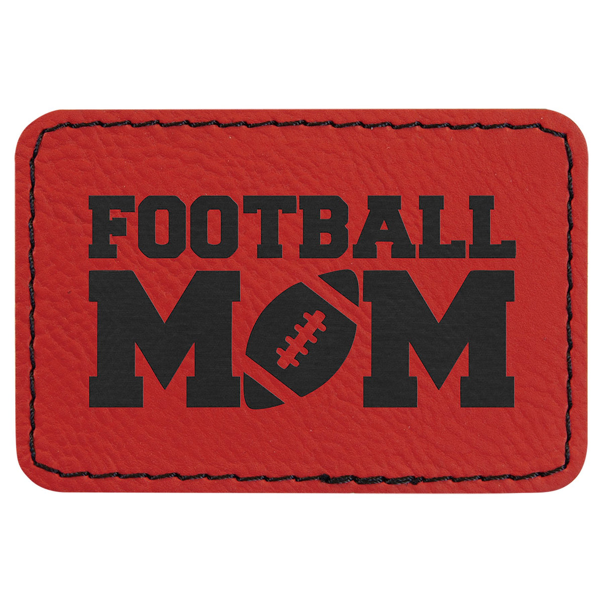 Engraved Rectangle Leatherette Patch with Adhesive - Red / 3 x 2 in