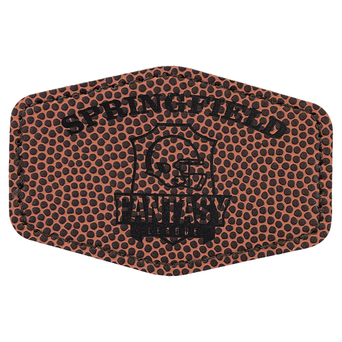 Engraved Football Hex Leatherette Patch with Adhesive - 3 x 2 in