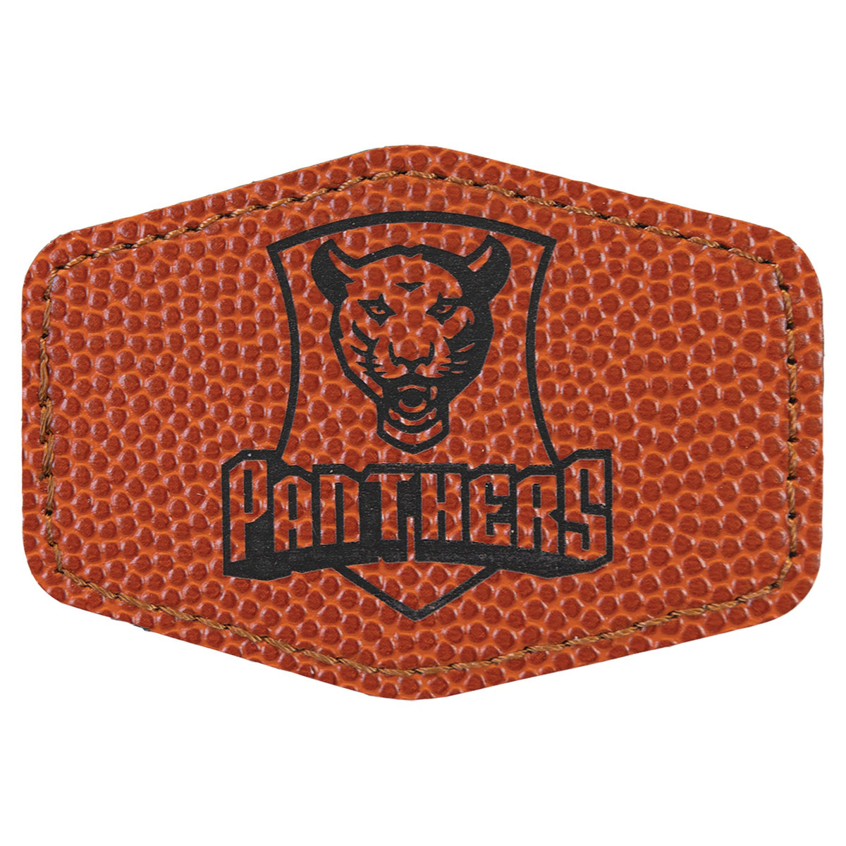 Engraved Basketball Hex Leatherette Patch with Adhesive - 3 x 2 in