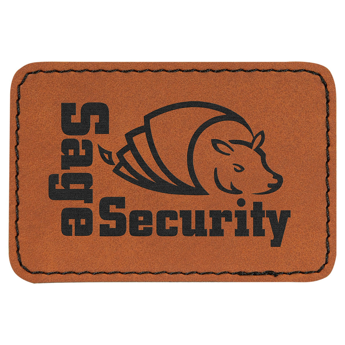 Engraved Rectangle Leatherette Patch with Kota Pro Adhesive - Rawhide / 3 x 2 in
