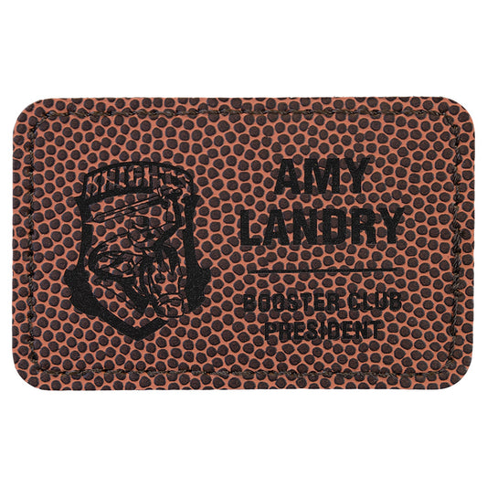 Engraved Football Rectangle Leatherette Patch with Kota Pro Adhesive - 3 x 2 in