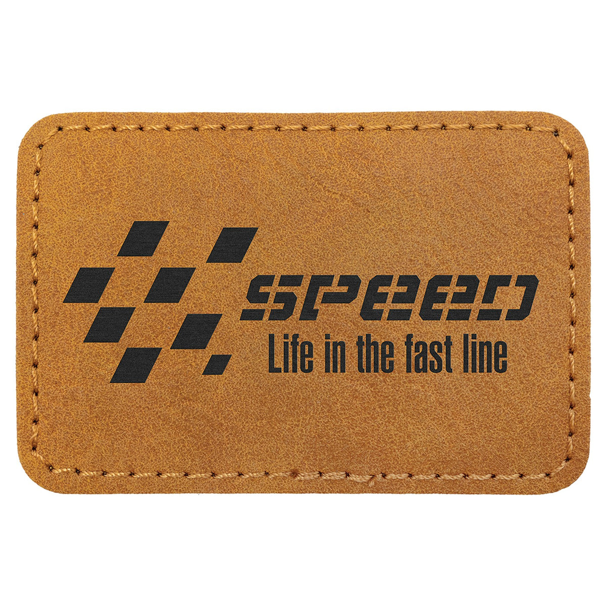 Engraved Creekside Rectangle Leatherette Patch with Kota Pro Adhesive - Light Brown / 3 x 2 in