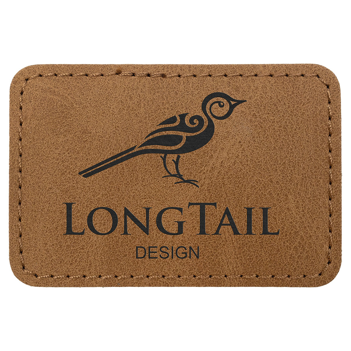 Engraved Creekside Rectangle Leatherette Patch with Kota Pro Adhesive - Medium Brown / 3 x 2 in