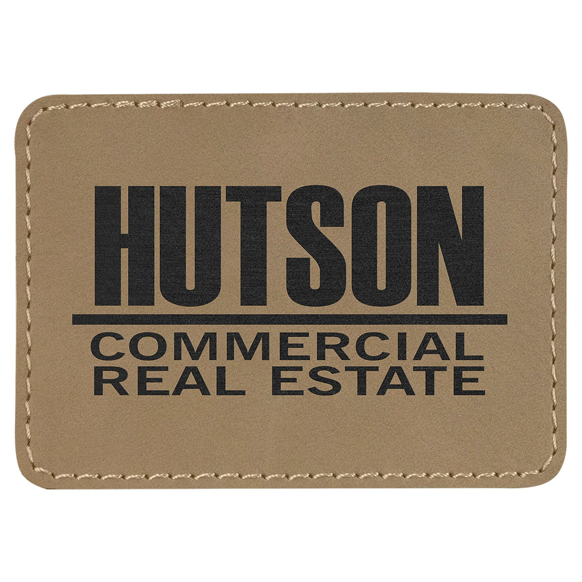 Engraved Rectangle Leatherette Patch with Adhesive - Light Brown / 3 1/2 x 2 1/2 in