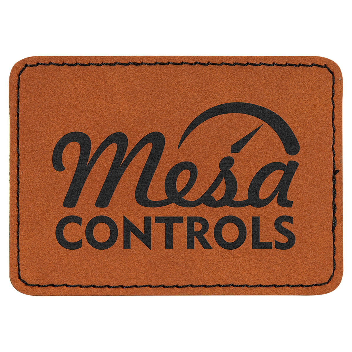 Engraved Rectangle Leatherette Patch with Adhesive - Rawhide / 3 1/2 x 2 1/2 in