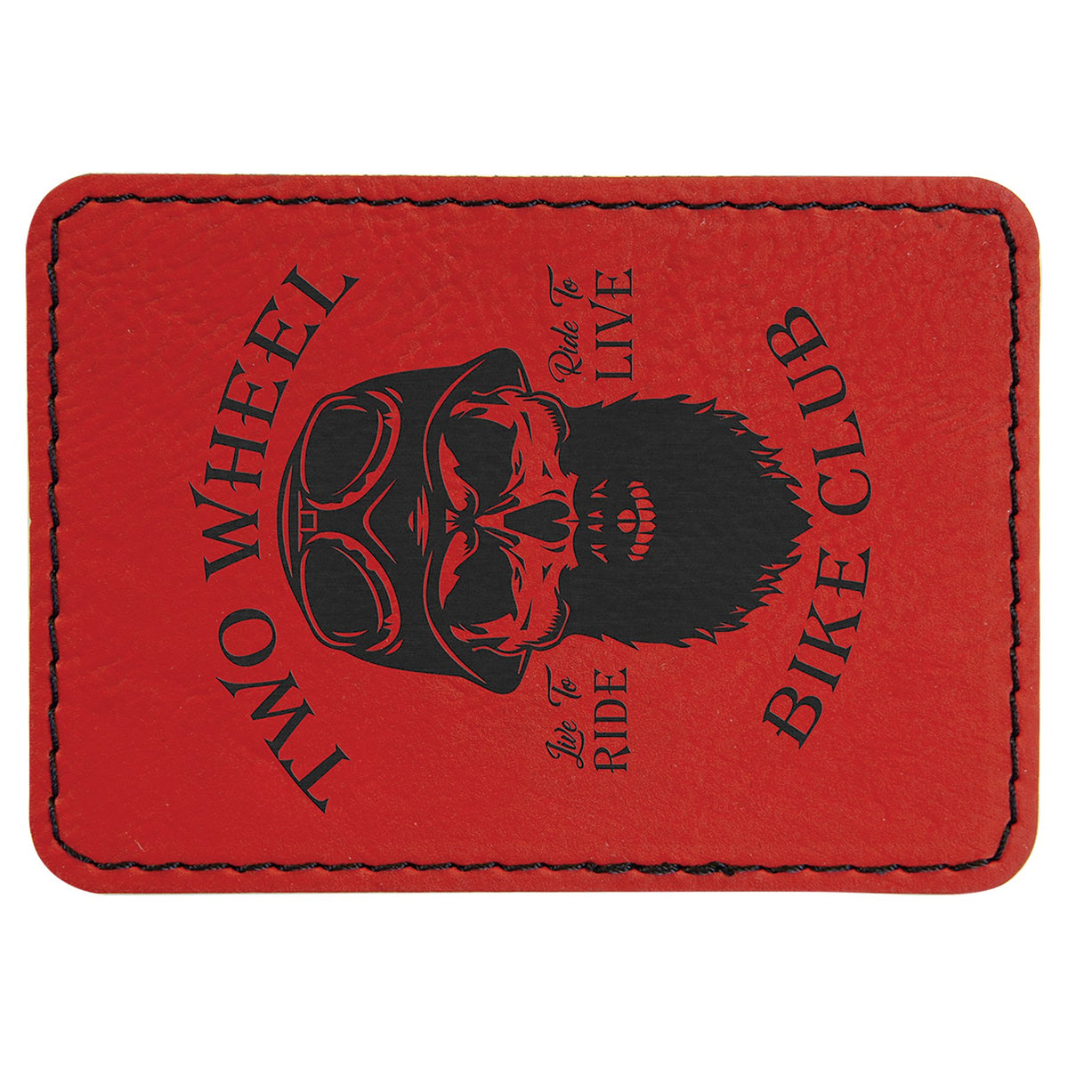 Engraved Rectangle Leatherette Patch with Adhesive - Red / 3 1/2 x 2 1/2 in