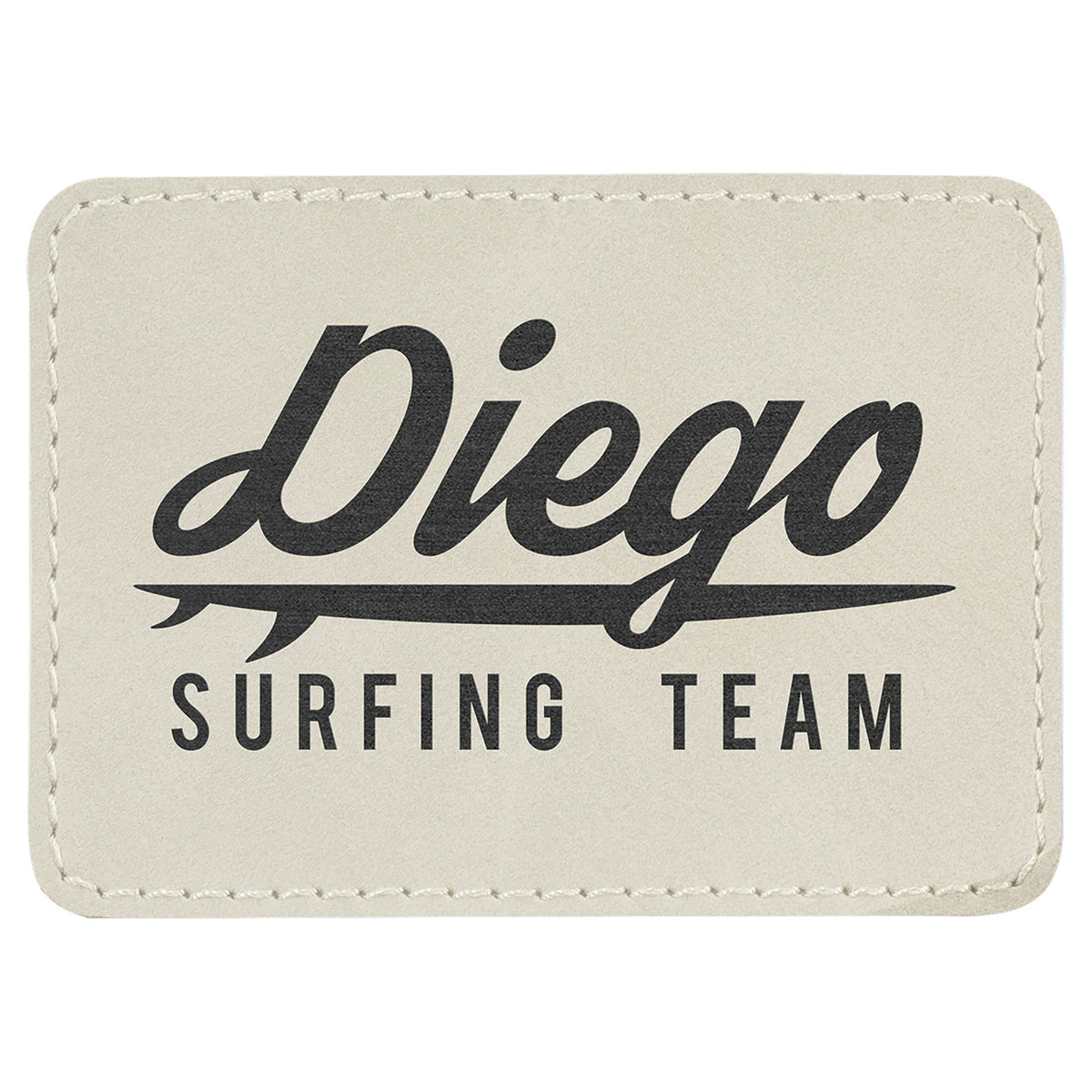 Engraved Rectangle Leatherette Patch with Adhesive - White / 3 1/2 x 2 1/2 in