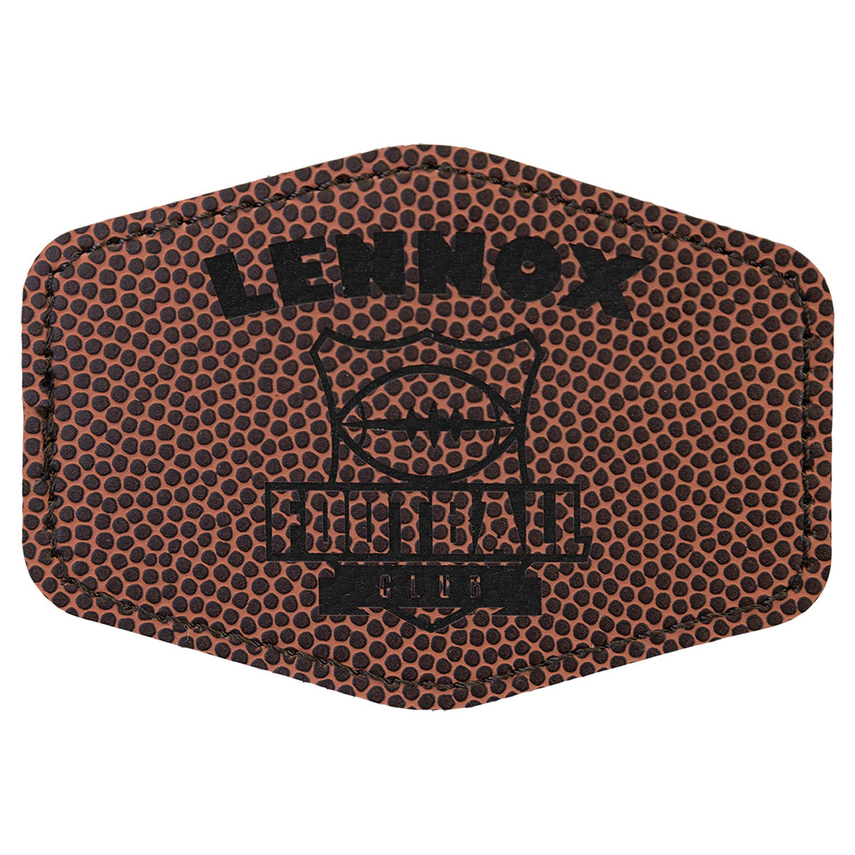 Engraved Football Hex Leatherette Patch with Adhesive - 3 1/2 x 2 1/2 in
