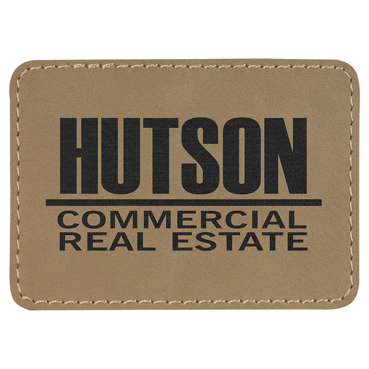 Engraved Rectangle Leatherette Patch with Kota Pro Adhesive - Light Brown / 3 1/2 x 2 1/2 in