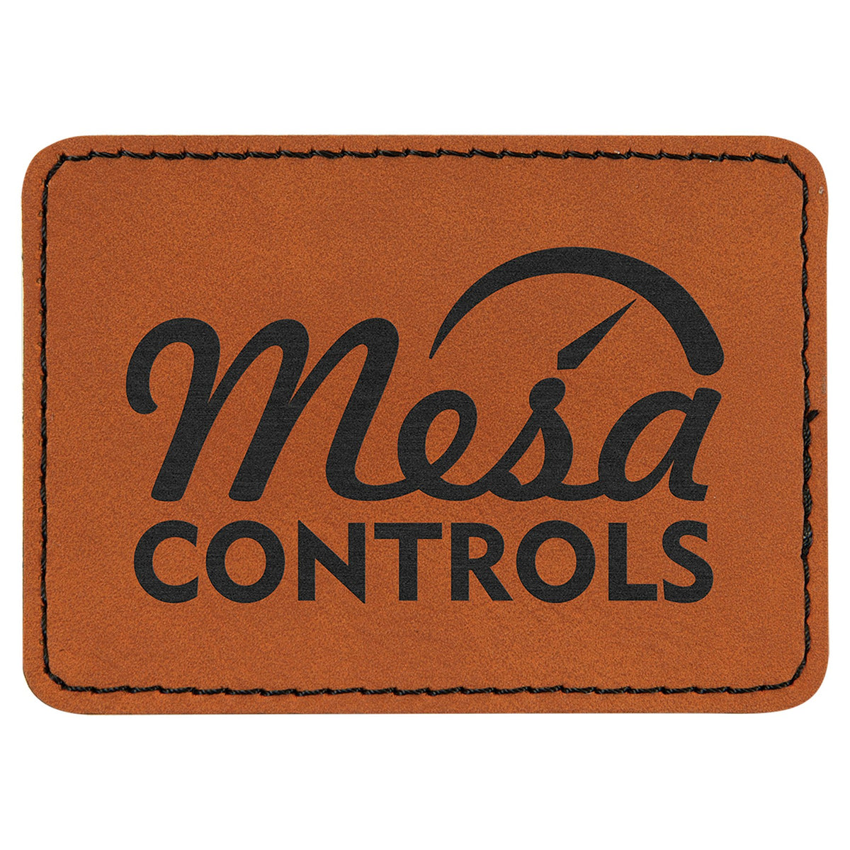 Engraved Rectangle Leatherette Patch with Kota Pro Adhesive - Rawhide / 3 1/2 x 2 1/2 in