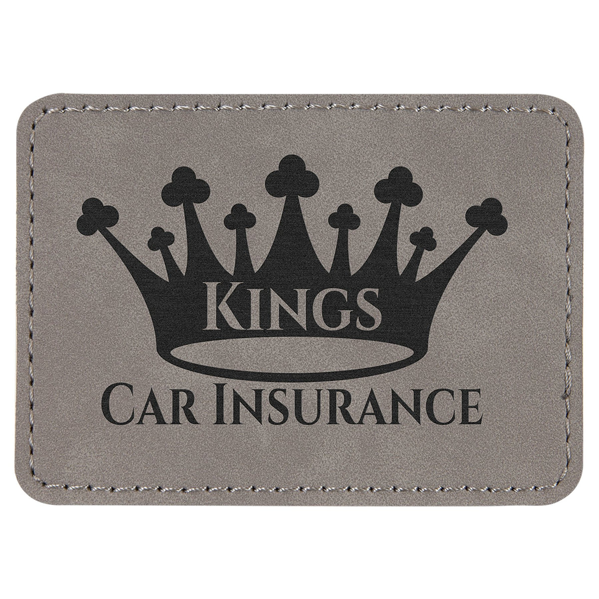 Engraved Rectangle Leatherette Patch with Kota Pro Adhesive - Gray / 3 1/2 x 2 1/2 in