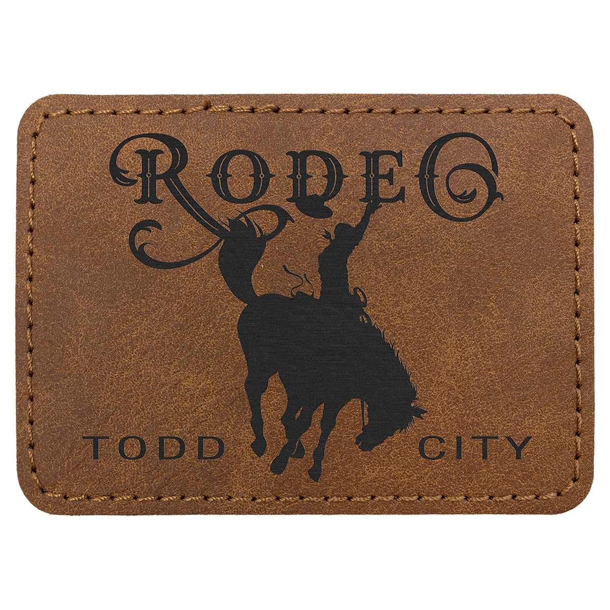 Engraved Creekside Rectangle Leatherette Patch with Kota Pro Adhesive - Dark Brown / 3 1/2 x 2 1/2 in