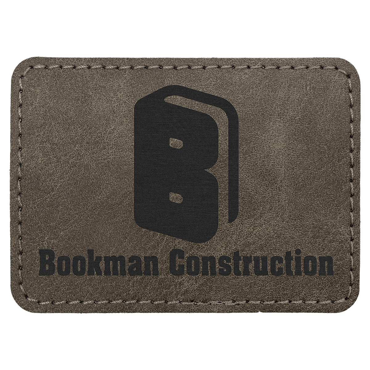 Engraved Creekside Rectangle Leatherette Patch with Kota Pro Adhesive - Dark Gray / 3 1/2 x 2 1/2 in