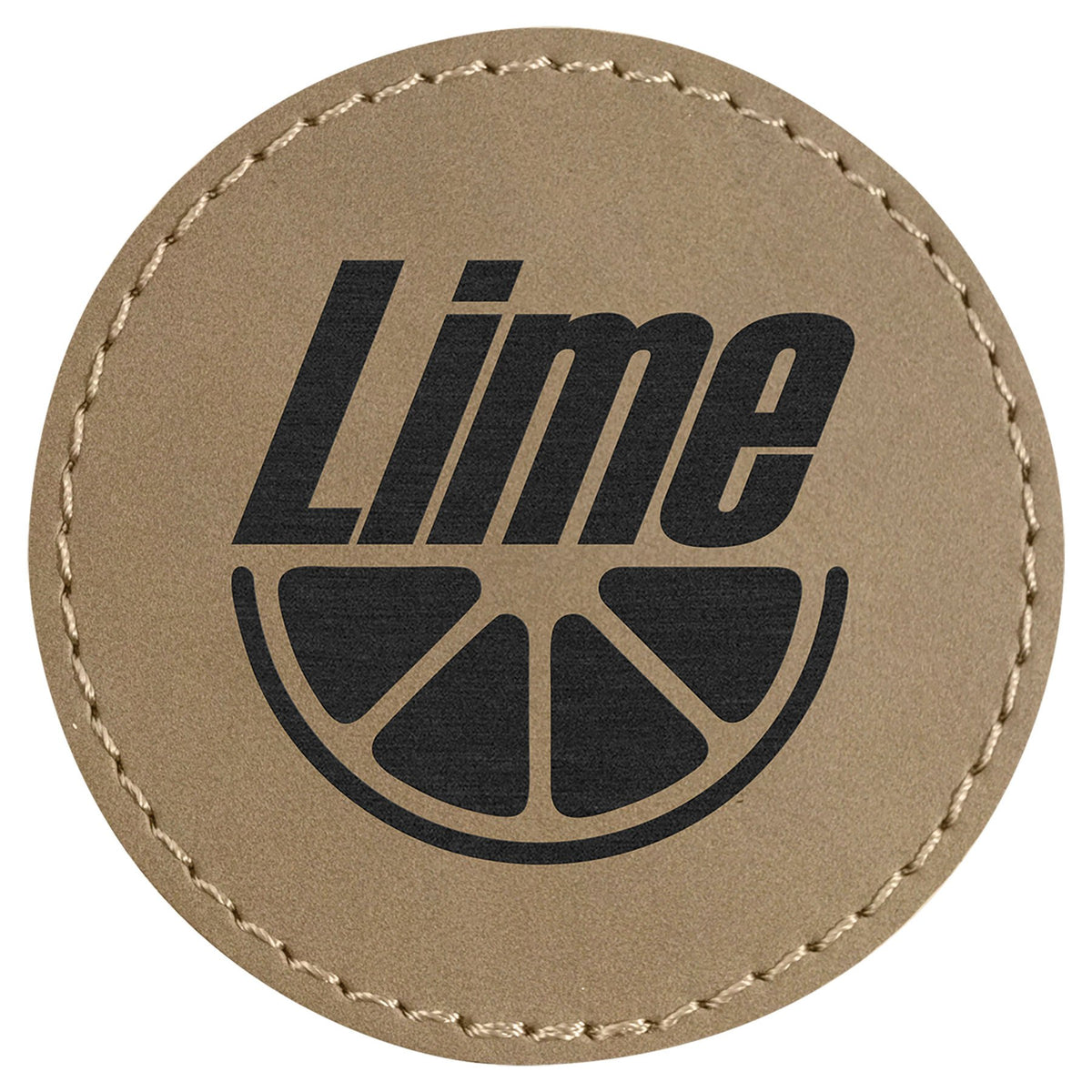 Engraved Round Leatherette Patch with Adhesive - Light Brown / 2 1/2 in dia.