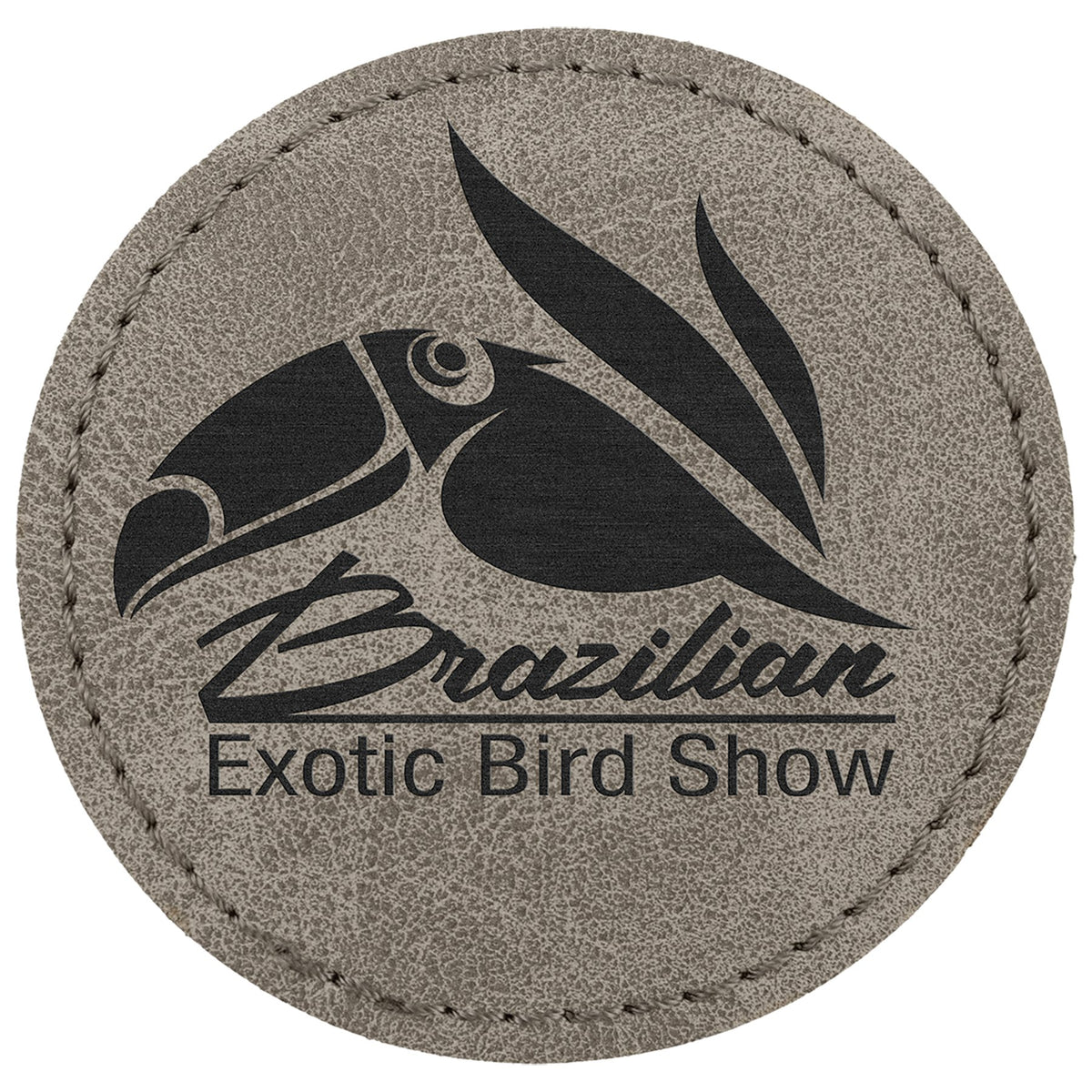 Engraved Creekside Round Leatherette Patch with Kota Pro Adhesive - Gray / 2 1/2 in dia.