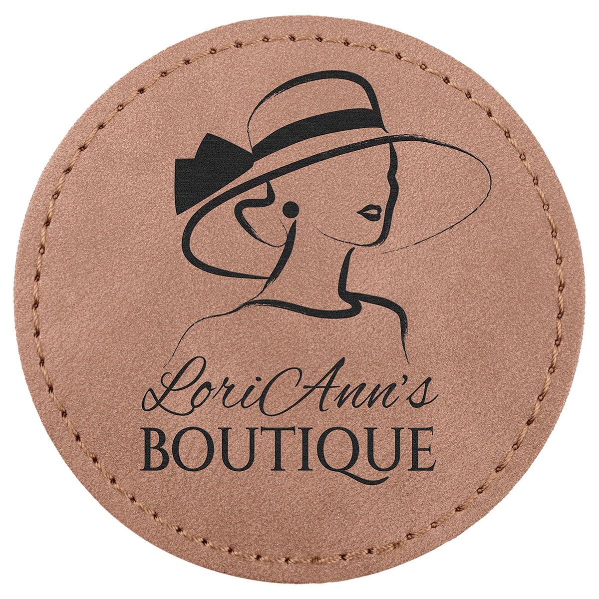 Engraved Creekside Round Leatherette Patch with Kota Pro Adhesive - Blush / 3 in dia.