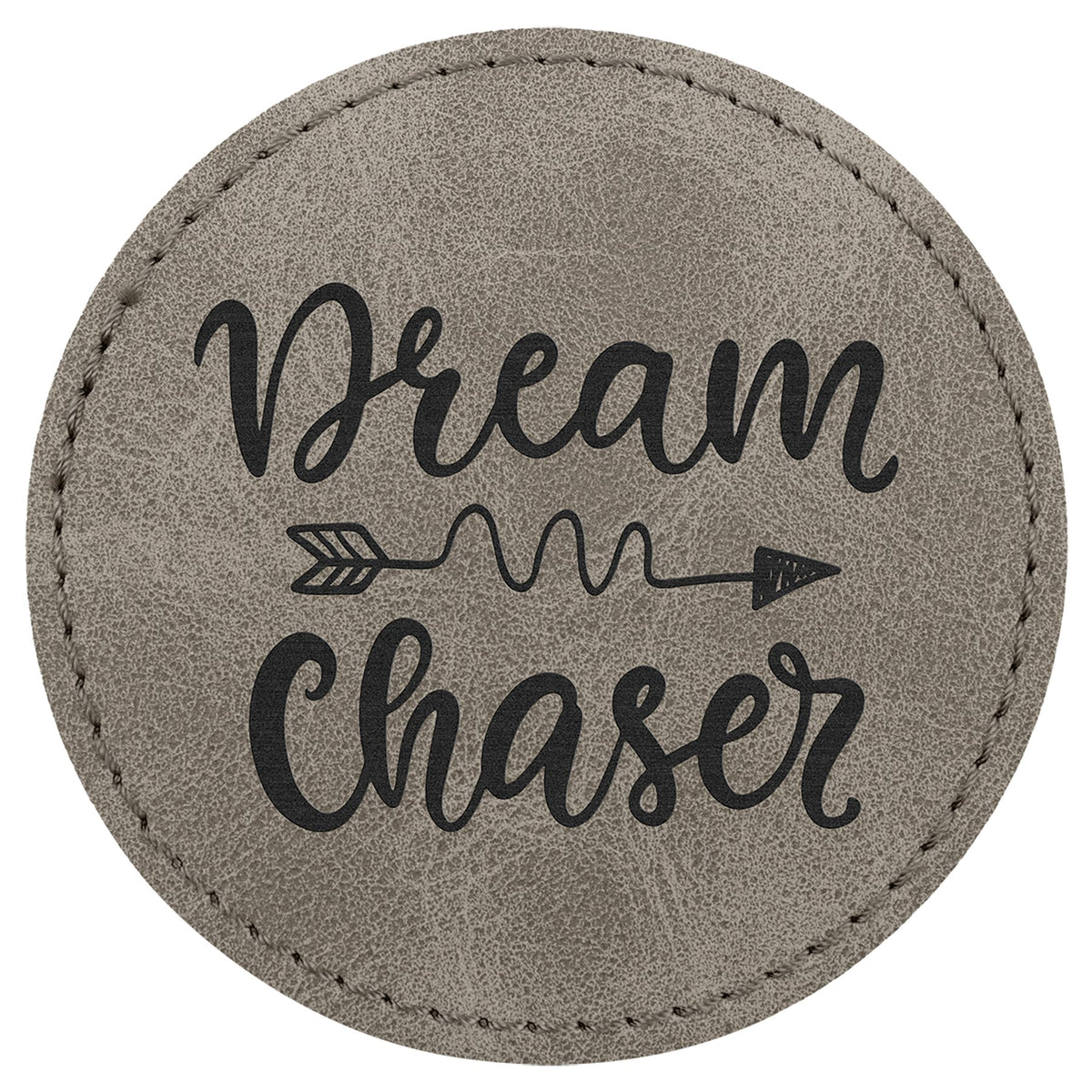 Engraved Creekside Round Leatherette Patch with Kota Pro Adhesive - Gray / 3 in dia.