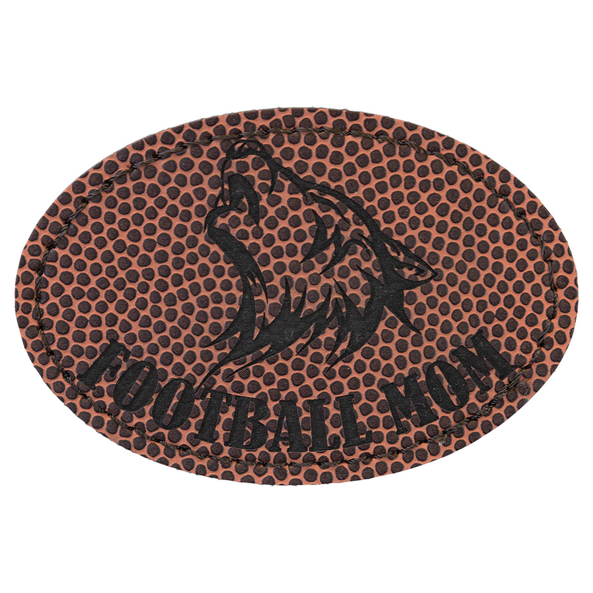 Engraved Football Oval Leatherette Patch with Kota Pro Adhesive - 3 x 2 in