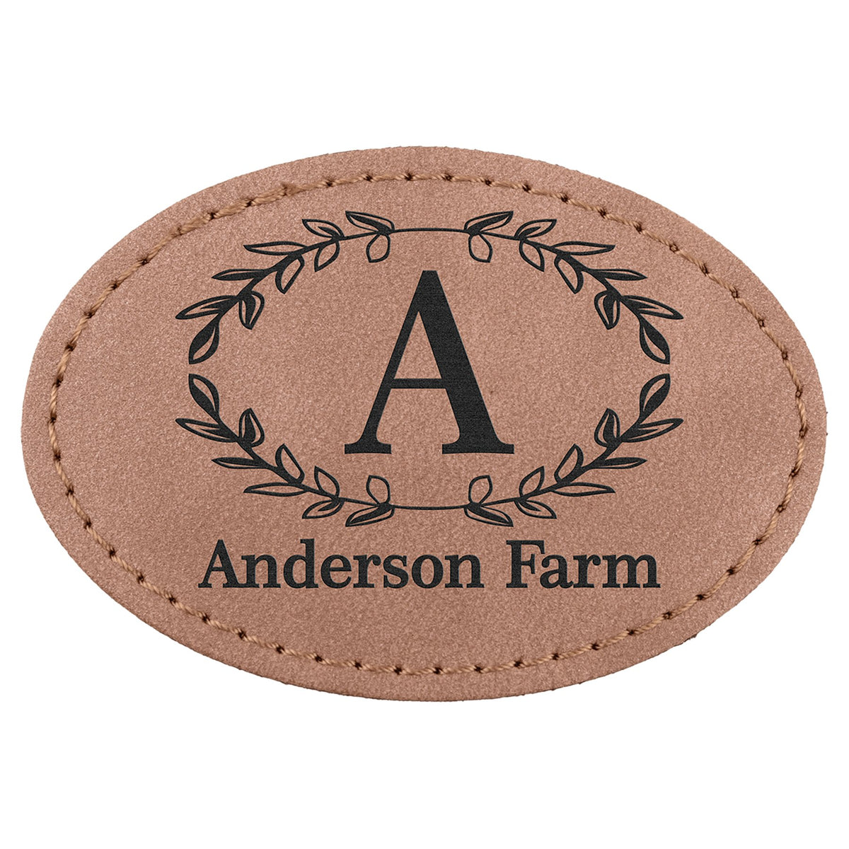 Engraved Creekside Oval Leatherette Patch with Kota Pro Adhesive - Blush / 3 x 2 in