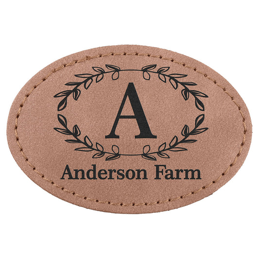 Engraved Creekside Oval Leatherette Patch with Kota Pro Adhesive - Blush / 3 x 2 in
