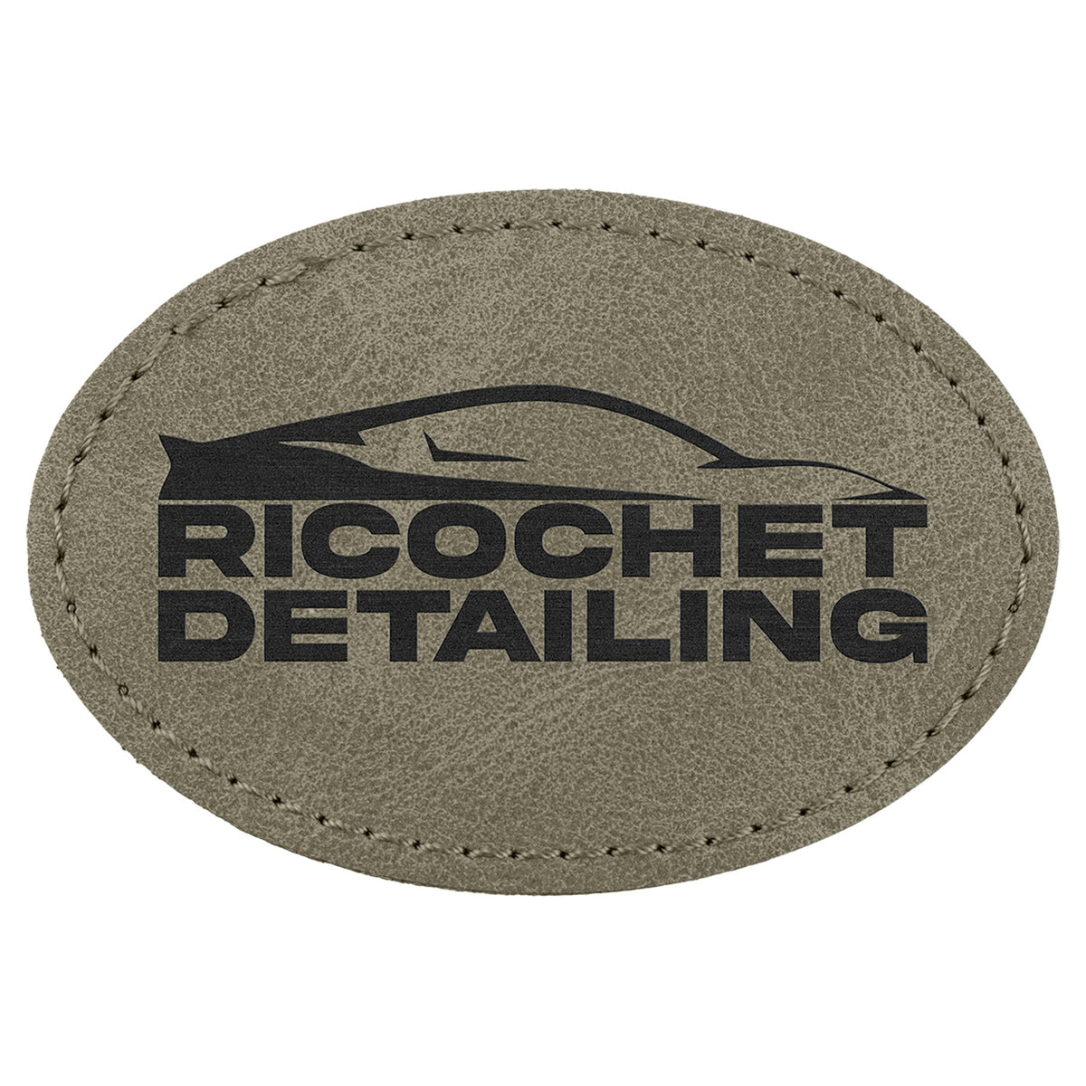 Engraved Creekside Oval Leatherette Patch with Kota Pro Adhesive - Light Green / 3 x 2 in